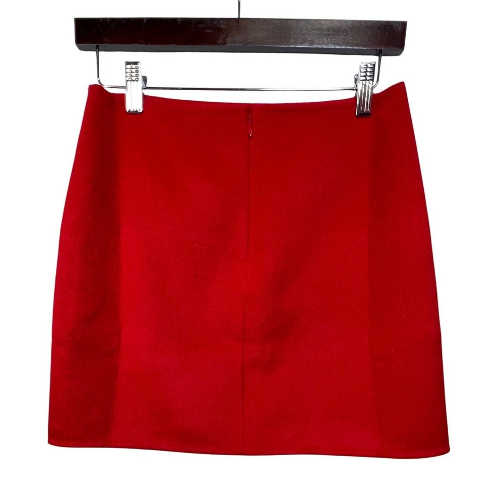 Madewell Womens Skirt Boiled Wool Mini Size 00 Red A-Line Short Zipper Back
